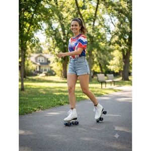 Roller Derby Roller Star Freestyle Quad Skates White Blue Womens Size 7